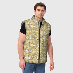 Мужской жилет Дудл человечки носатые - паттерн, цвет: 3D-светло-серый — фото 2