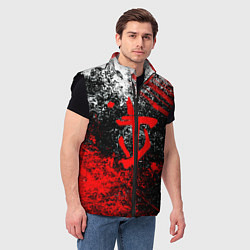 Мужской жилет Doom - красные краски и лого, цвет: 3D-черный — фото 2