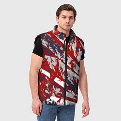 Мужской жилет Геометрическая абстракция линии на красном, цвет: 3D-черный — фото 2