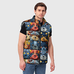 Мужской жилет Вязанные еноты на пэчворк, цвет: 3D-светло-серый — фото 2