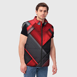 Мужской жилет Геометрия красные черные пластины, цвет: 3D-светло-серый — фото 2