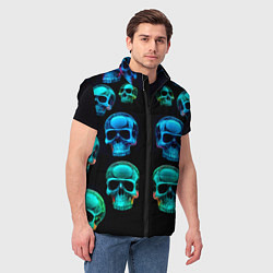 Мужской жилет Neon skulls - ai art pattern, цвет: 3D-черный — фото 2