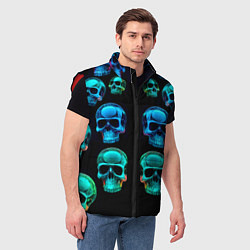 Мужской жилет Neon skulls - ai art pattern, цвет: 3D-красный — фото 2