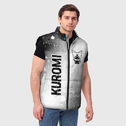 Мужской жилет Kuromi glitch на светлом фоне вертикально, цвет: 3D-черный — фото 2