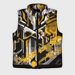 Мужской жилет Жёлто-белая агрессивная абстракция на чёрном фоне