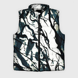 Мужской жилет Абстрактная текстура мрамор белый с тёмно-синим