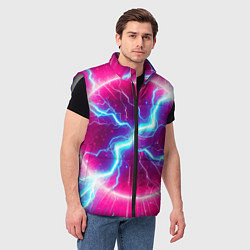 Мужской жилет Неоновая абстракция - нейроарт, цвет: 3D-светло-серый — фото 2