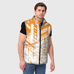 Мужской жилет Агрессивные оранжевые полосы на белом фоне, цвет: 3D-черный — фото 2