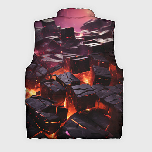 Мужской жилет Черные абстрактные квадратные камни в лаве / 3D-Черный – фото 2