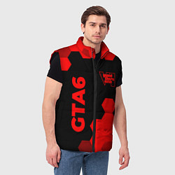 Мужской жилет GTA6 - red gradient вертикально, цвет: 3D-черный — фото 2