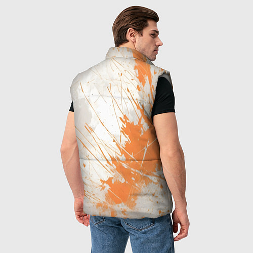 Мужской жилет Оранжевая краска на белом / 3D-Светло-серый – фото 4