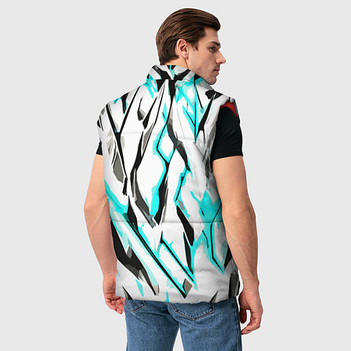 Мужской жилет Чёрно-голубые агрессивные полосы на белом фоне / 3D-Красный – фото 4