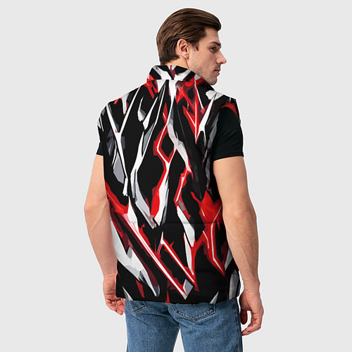 Мужской жилет Красно-белые агрессивные полосы на чёрном фоне / 3D-Красный – фото 4