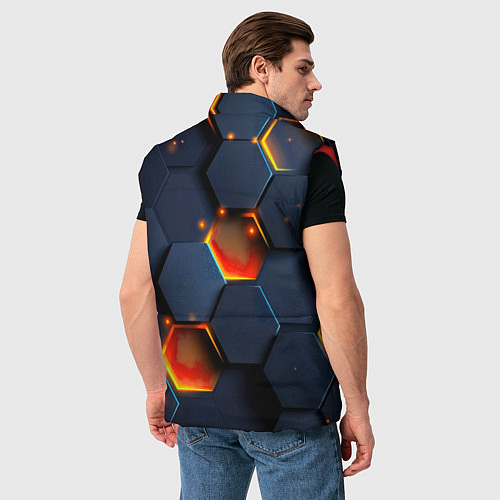 Мужской жилет Шестигранники с подсветкой / 3D-Красный – фото 4