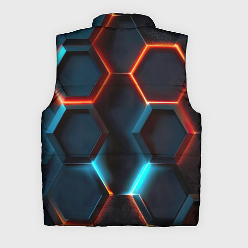 Мужской жилет Неоновые темно синие соты / 3D-Черный – фото 2