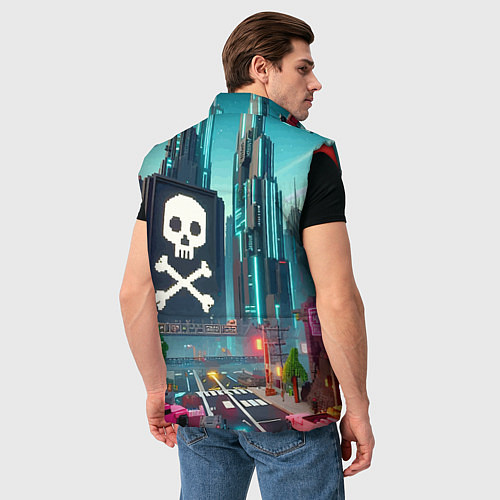 Мужской жилет Minecraft district with skull - ai art fantasy / 3D-Красный – фото 4