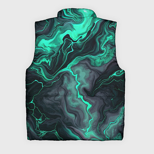 Мужской жилет Бирюзовый мрамор на черном фоне / 3D-Красный – фото 2