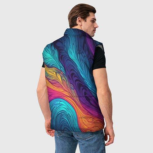Мужской жилет Перья эбру абстракция / 3D-Светло-серый – фото 4