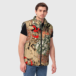 Мужской жилет Будда и Ганеша на фоне сансары и мандалы, цвет: 3D-светло-серый — фото 2