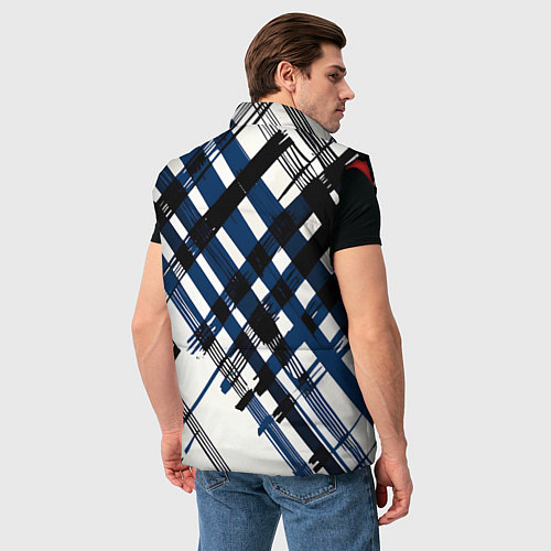 Мужской жилет Косая клетка бело-синяя / 3D-Красный – фото 4