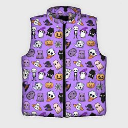 Мужской жилет Кавайный хэллоуин - призраки и черепа на сиреневом, цвет: 3D-светло-серый