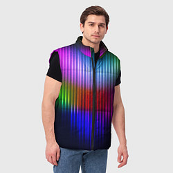 Мужской жилет Неоновая геометрия полосы, цвет: 3D-черный — фото 2