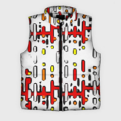 Мужской жилет Красно-жёлтые линии и точки на белом фоне