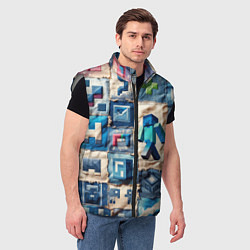 Мужской жилет Minecraft шагает на пэчворк, цвет: 3D-светло-серый — фото 2