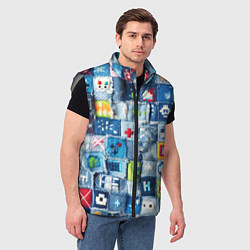 Мужской жилет Minecraft значки на пэчворк, цвет: 3D-светло-серый — фото 2