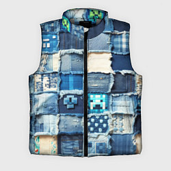Мужской жилет Minecraft на пэчворк дениме