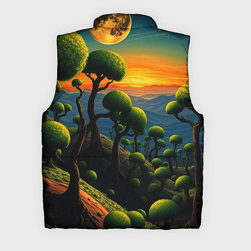 Мужской жилет Лес из зеленых инопланетных деревьев в стиле Сальв / 3D-Черный – фото 2