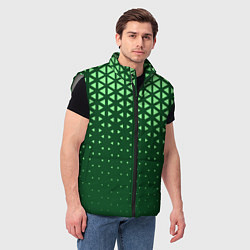Мужской жилет Геометрический градиент - зелёно-салатовый, цвет: 3D-светло-серый — фото 2