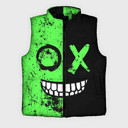 Мужской жилет Кислотный злобный смайлик, цвет: 3D-черный