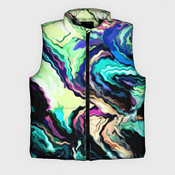 Мужской жилет Абстракция смесь красок сине-зелёный