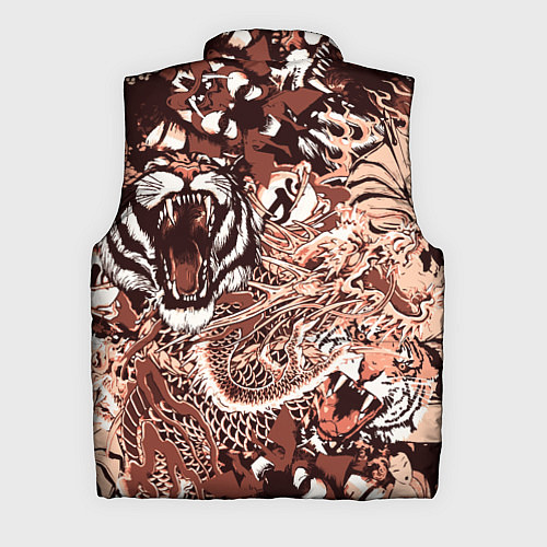 Мужской жилет Тигр дракон и самурай / 3D-Черный – фото 2