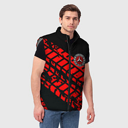 Мужской жилет Mercedes следы от шин, цвет: 3D-светло-серый — фото 2