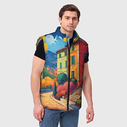Мужской жилет Живопись яркие домики фовизм, цвет: 3D-светло-серый — фото 2