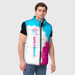Мужской жилет Stumble Guys neon gradient style по-вертикали, цвет: 3D-черный — фото 2