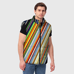 Мужской жилет Разноцветные полосы абстракция, цвет: 3D-светло-серый — фото 2