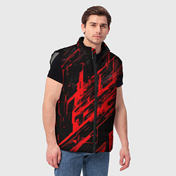 Мужской жилет Red stripes on a black background, цвет: 3D-светло-серый — фото 2