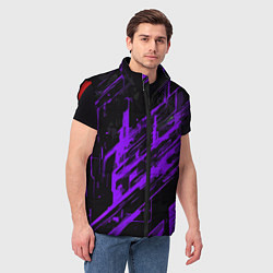 Мужской жилет Purple stripes on a black background, цвет: 3D-красный — фото 2