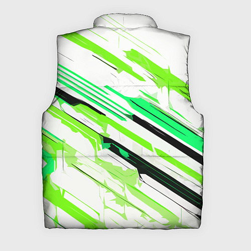 Мужской жилет Чёрно-зелёно-салатовые полосы на белом фоне / 3D-Черный – фото 2