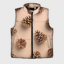 Мужской жилет Еловые шишки на бежевом фоне