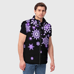 Мужской жилет Снежинки в неоне, цвет: 3D-черный — фото 2