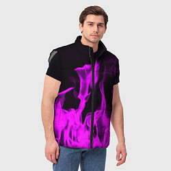 Мужской жилет Неоновый огонь в дыму, цвет: 3D-светло-серый — фото 2