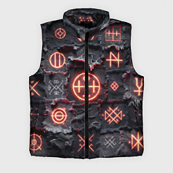 Мужской жилет Символы викингов на пэчворк дениме