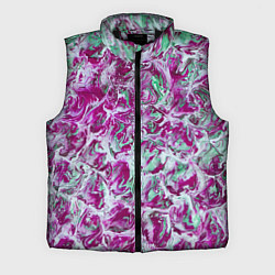 Мужской жилет Зеленые и фиолетовые цветные пятна, цвет: 3D-черный