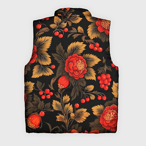 Мужской жилет Русская хохлома, цветы, паттерн / 3D-Черный – фото 2