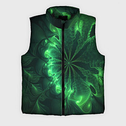 Мужской жилет Оптический зелёный фрактал, цвет: 3D-черный