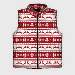 Мужской жилет Скандинавский полосатый орнамент с оленями, цвет: 3D-светло-серый